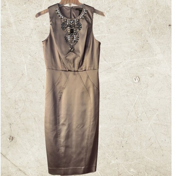 Satin Jewel-Neck Dress by Andy The-Anh - Picture 1 of 5